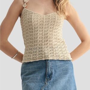Elegant Cream Crochet Women's Top